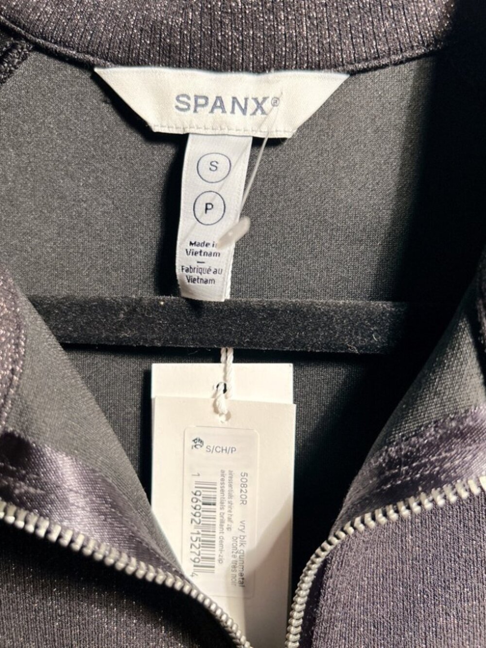 Spanx AirEssentials Metallic Half-Zip Pullover Black | S | NWT - Picture 3 of 5